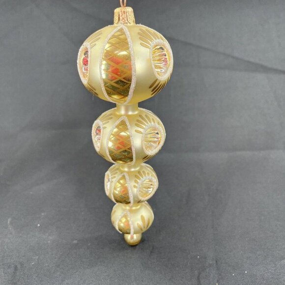 Four Graduated Reflector Ball Spin Ornament Glittered RARE  1A - Picture 4 of 13